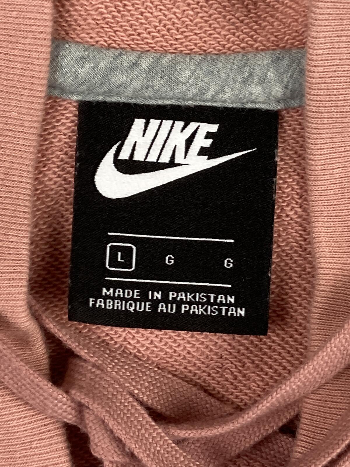 Nike Women's Club Lace Up Hoodie Rust Pink Sweatshirt Pullover Kangaroo Pocket L