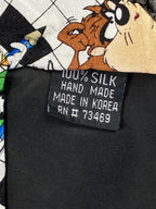 Vintage 1997 Looney Tunes Warner Bros Studio Store 100% Silk Crossword Tie 90s