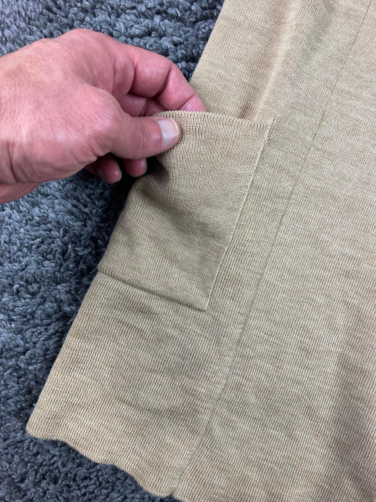 Orvis 100% Merino Wool Open Front Long Cardigan Sweater M Beige