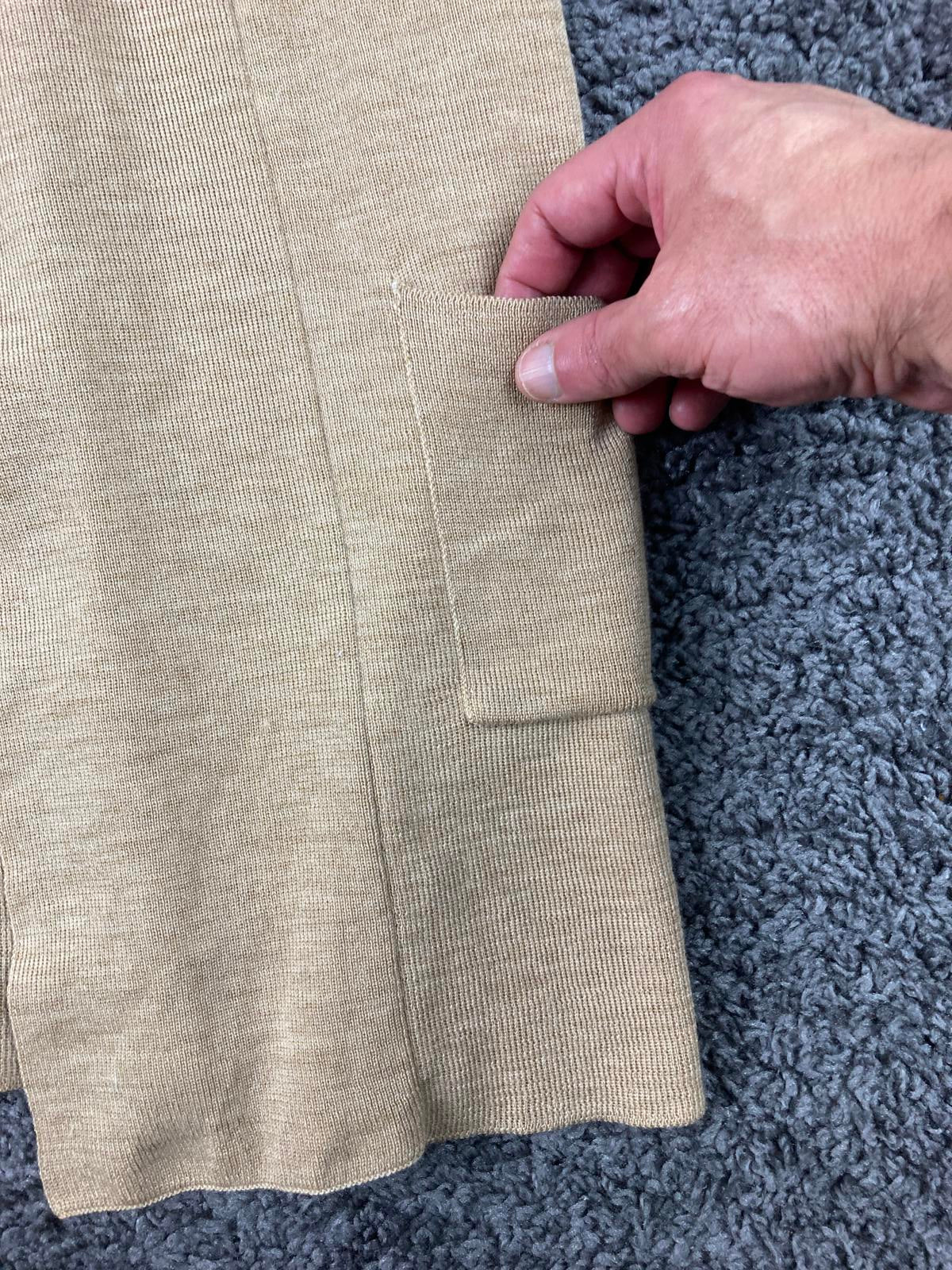 Orvis 100% Merino Wool Open Front Long Cardigan Sweater M Beige