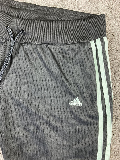 Adidas Women'sTrack Pants Black Mint Green 3-Stripe Straight Leg Sz L