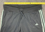 Adidas Women'sTrack Pants Black Mint Green 3-Stripe Straight Leg Sz L