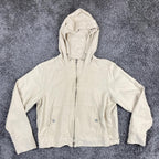Tommy Bahama 100% Silk Full Zip Hooded Jacket Women's Cream Beige Sz Medium 8/10