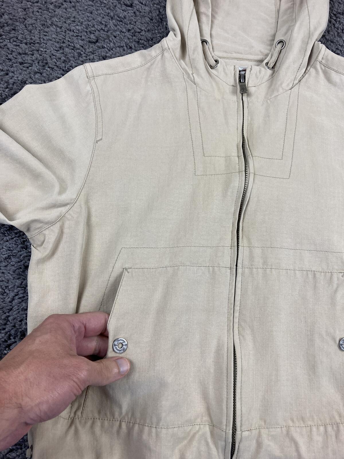 Tommy Bahama 100% Silk Full Zip Hooded Jacket Women's Cream Beige Sz Medium 8/10