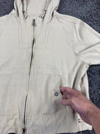 Tommy Bahama 100% Silk Full Zip Hooded Jacket Women's Cream Beige Sz Medium 8/10