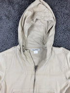 Tommy Bahama 100% Silk Full Zip Hooded Jacket Women's Cream Beige Sz Medium 8/10