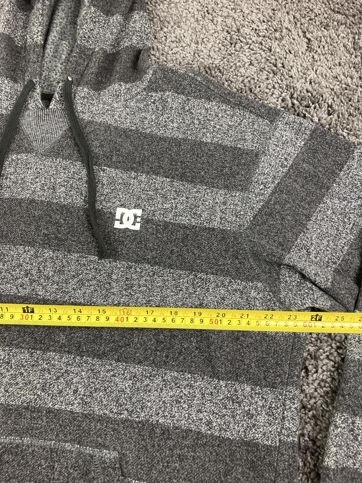 DC Shoes Mens Striped Hoodie Gray Marled Knit Skateboarding Sweatshirt Sz XL