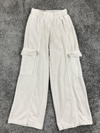 Zara Girls Wide Leg Cargo Sweatpants Sand Beige Plush Jogger Utility  Size 11-12