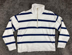 Haven Well Within Organic Cotton Striped Quarter Zip Sweatshirt Navy White Sz L