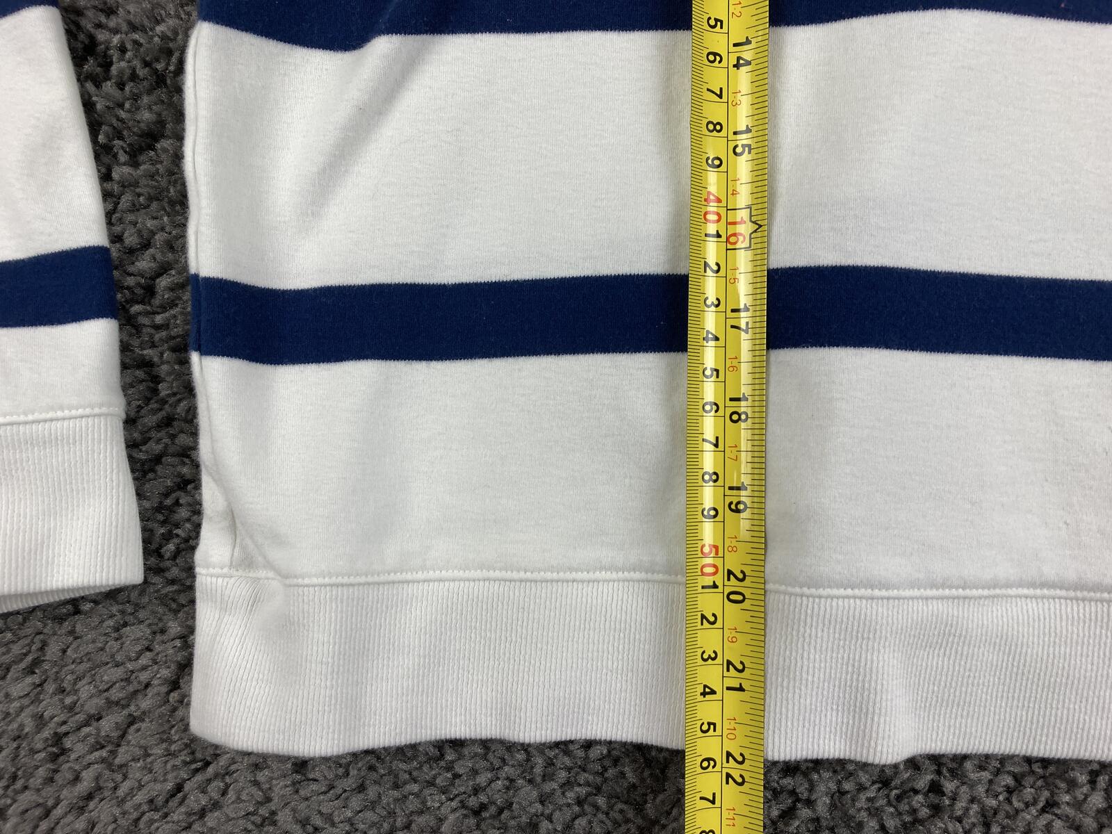 Haven Well Within Organic Cotton Striped Quarter Zip Sweatshirt Navy White Sz L