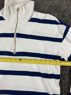 Haven Well Within Organic Cotton Striped Quarter Zip Sweatshirt Navy White Sz L