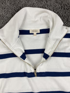Haven Well Within Organic Cotton Striped Quarter Zip Sweatshirt Navy White Sz L