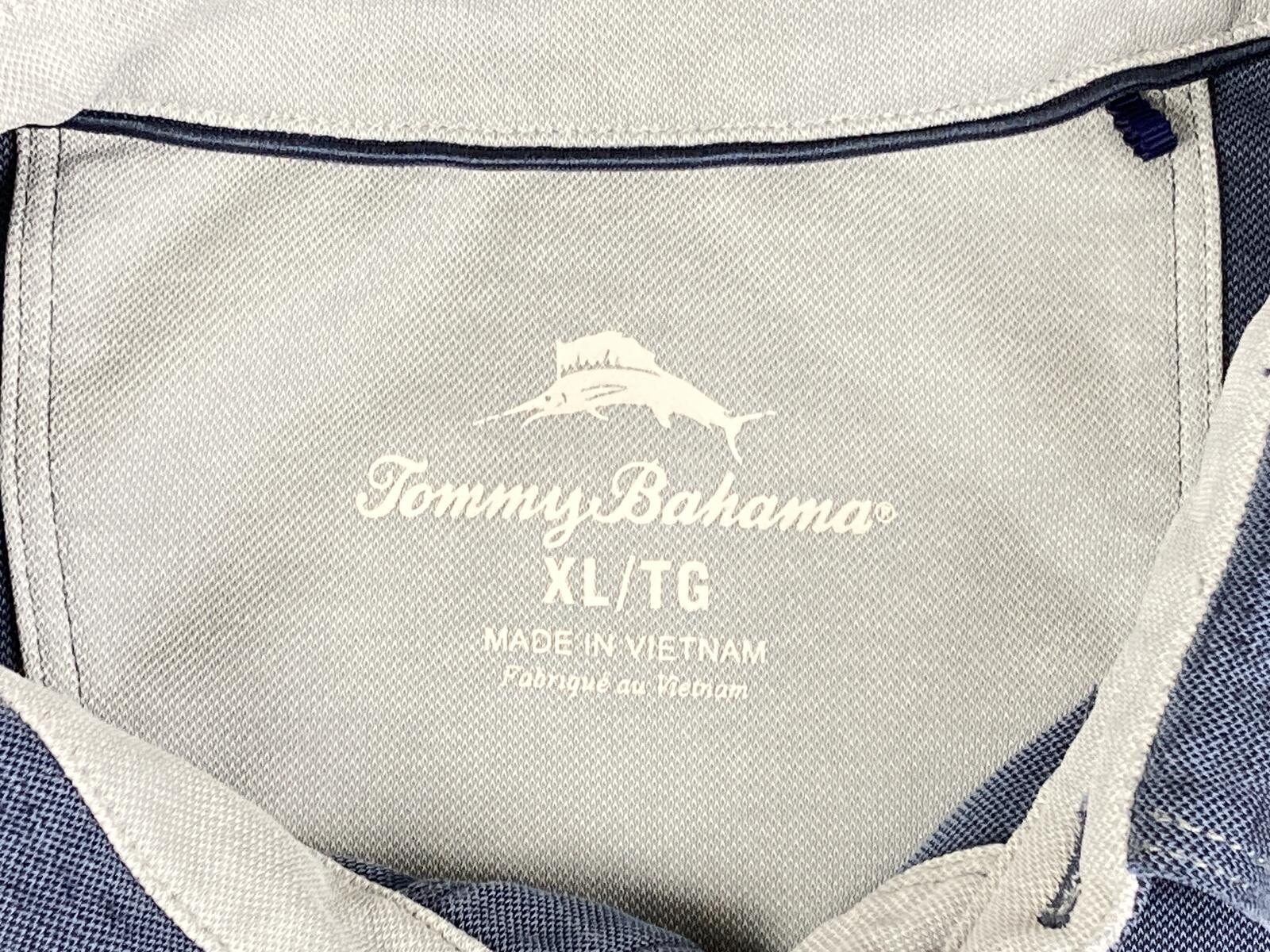 Tommy Bahama Men’s Shoreline Polo Shirt Marlin Logo Blue Tencel Blend Sz XL
