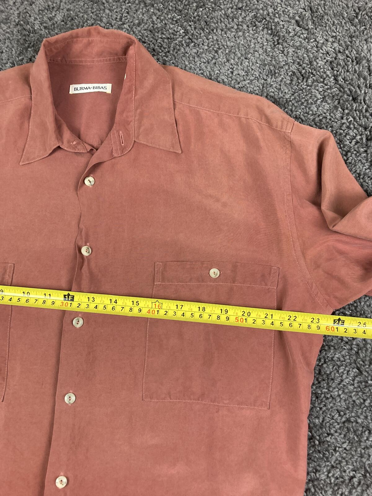 Burma Bibas Mens Silk Shirt Vintage Long Sleeve Clay Pink Sandwashed Sueded Sz M