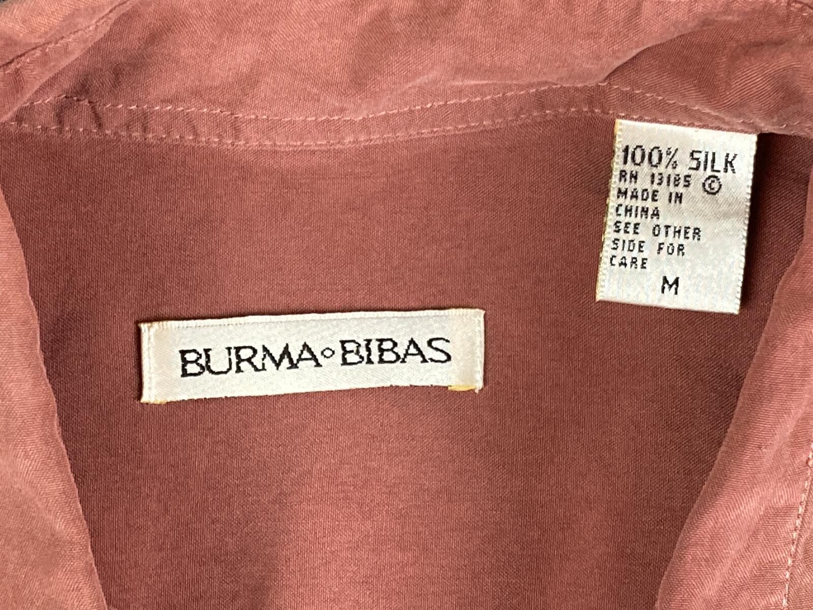 Burma Bibas Mens Silk Shirt Vintage Long Sleeve Clay Pink Sandwashed Sueded Sz M