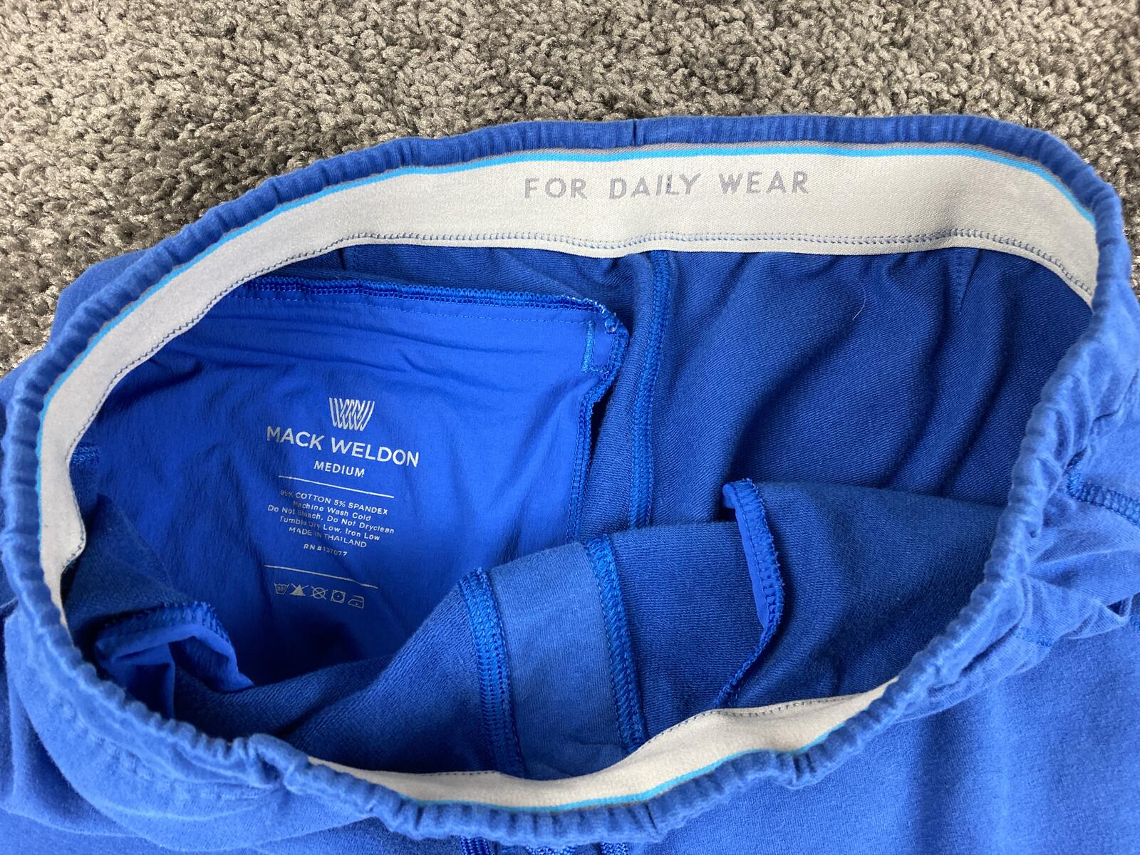 Mack Weldon Ace Sweatpants Mens Blue Jogger French Terry Zipper Pockets Sz M