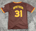 San Diego Padres Ed Whitson 31 Jersey Brown Gold Retro SGA Baseball Sz XL