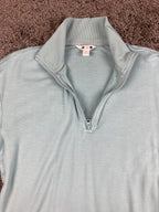 Three Dots Womens Nile Blue Quarter Zip Pullover Sweatshirt Super Soft Size XS