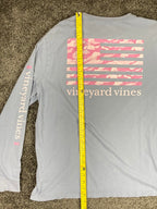 Vineyard Vines Mens XL Long Sleeve Pocket T Shirt Blue Pink Camo Flag 1V016521