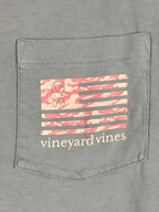Vineyard Vines Mens XL Long Sleeve Pocket T Shirt Blue Pink Camo Flag 1V016521