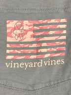 Vineyard Vines Mens XL Long Sleeve Pocket T Shirt Blue Pink Camo Flag 1V016521