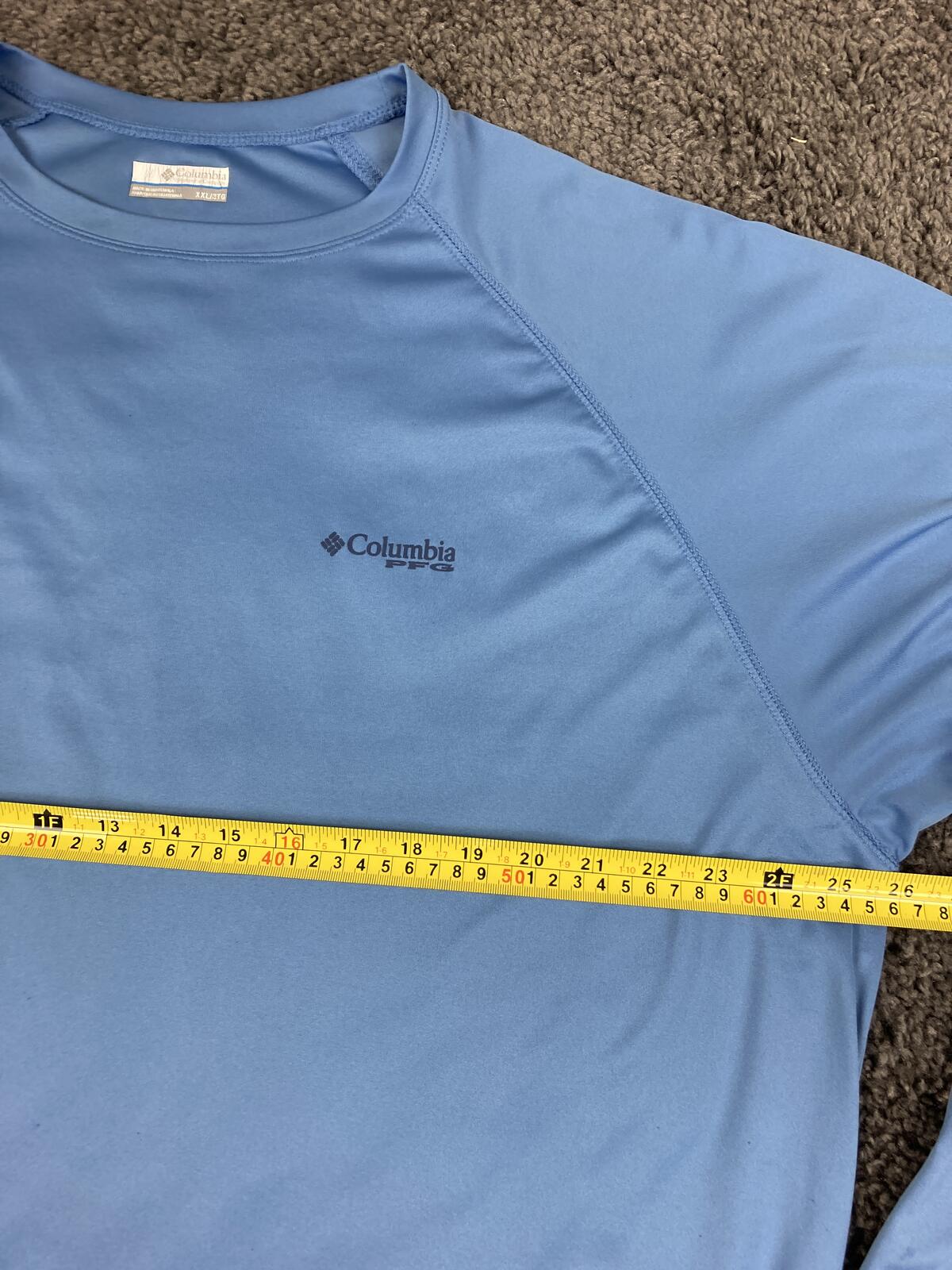 Columbia PFG Long Sleeve Fishing Shirt Men's Blue Omni Shade Sz XXL