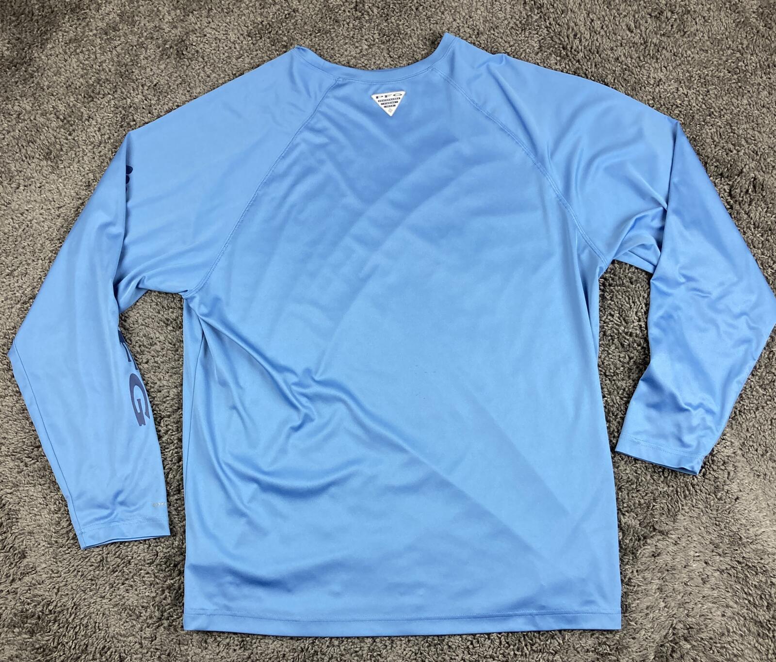 Columbia PFG Long Sleeve Fishing Shirt Men's Blue Omni Shade Sz XXL