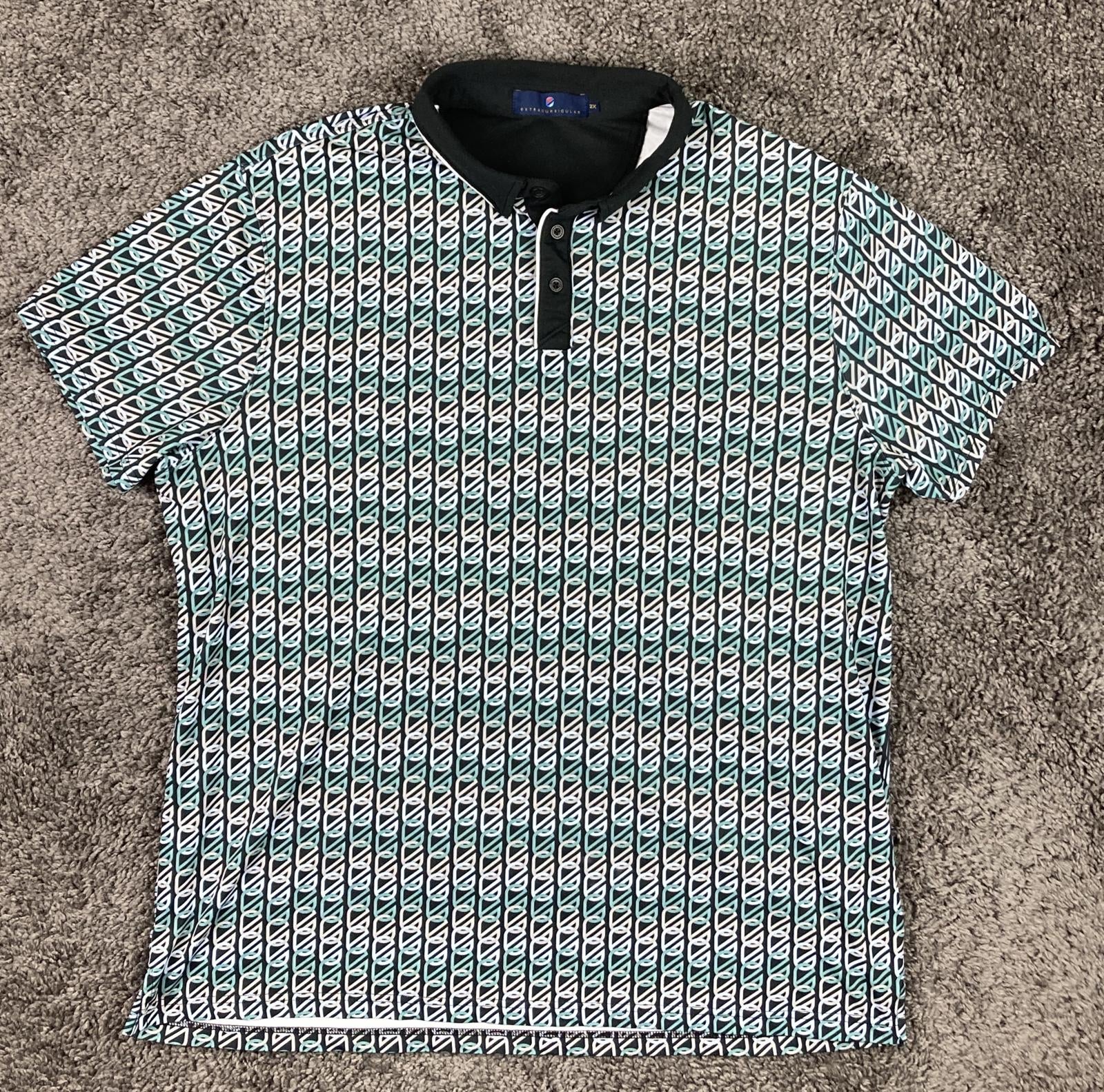 Extracurricular Shirt Size 2X Polo Geometric Print Stretch Golf Performance