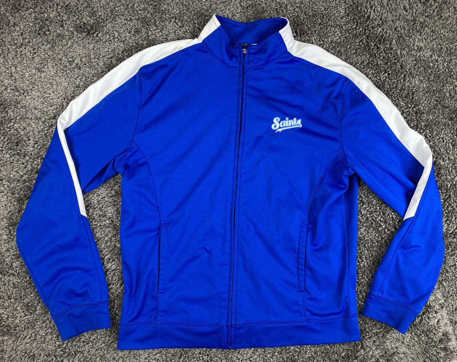 Augusta Track Jacket Saints Blue White Full Zip Athletic Sz Youth L