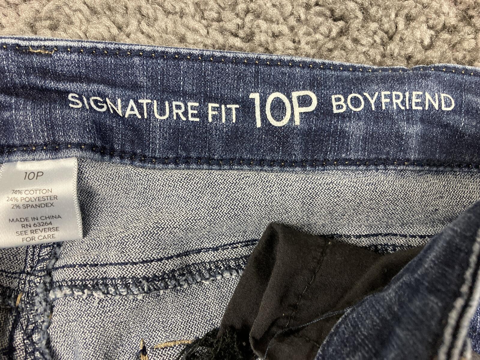 Westport Signature Fit Boyfriend Jeans Women’s 10P Blue Denim Petite Stretch 10P