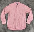 Tommy Hilfiger Shirt Mens Red Pink Graduate End-On-End Long Sleeve Button Sz M