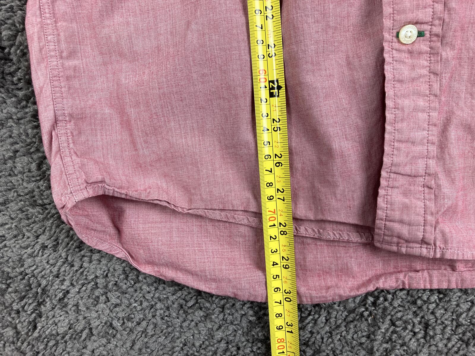Tommy Hilfiger Shirt Mens Red Pink Graduate End-On-End Long Sleeve Button Sz M