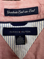 Tommy Hilfiger Shirt Mens Red Pink Graduate End-On-End Long Sleeve Button Sz M