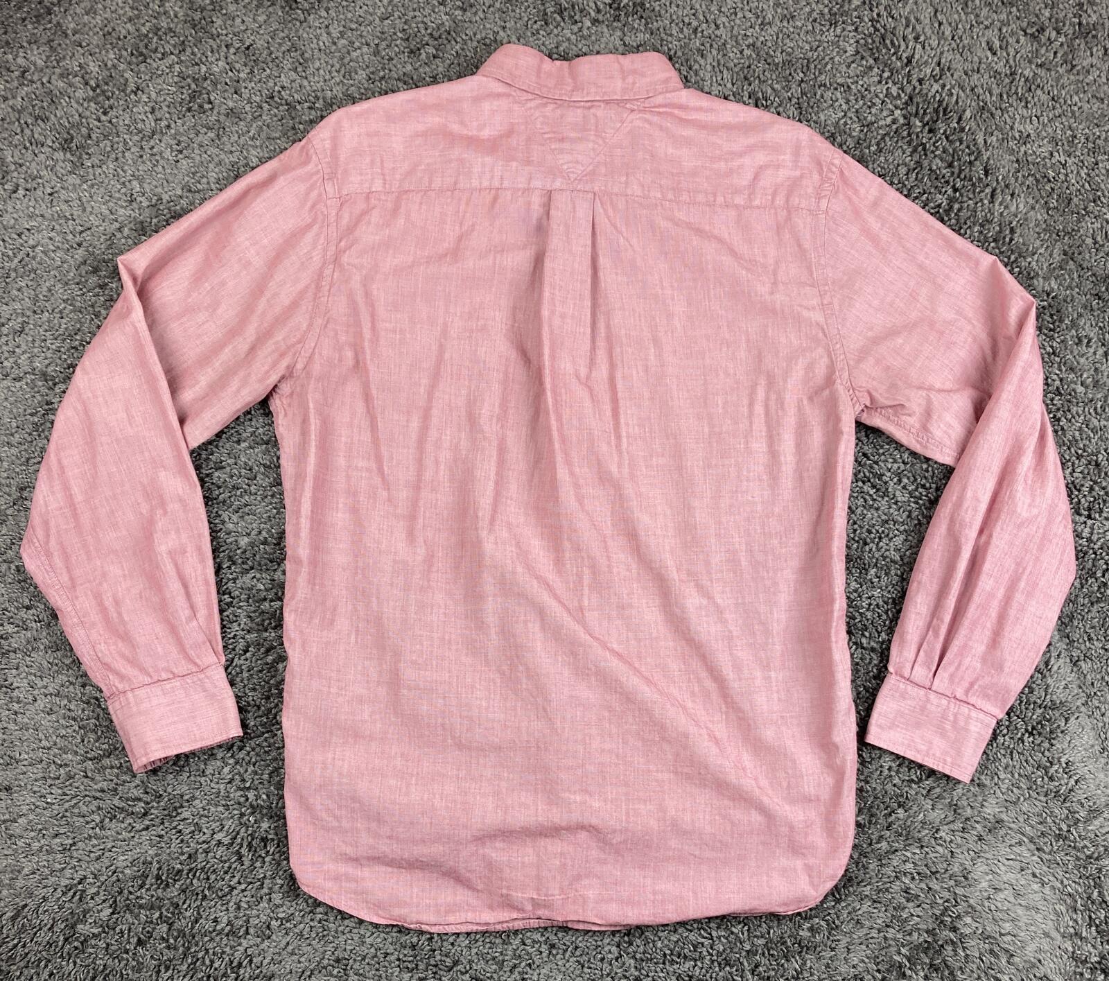 Tommy Hilfiger Shirt Mens Red Pink Graduate End-On-End Long Sleeve Button Sz M