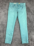 Pilcro & the Letterpress Stet Skinny Jeans Teal Turquoise Anthropologie Soft 29