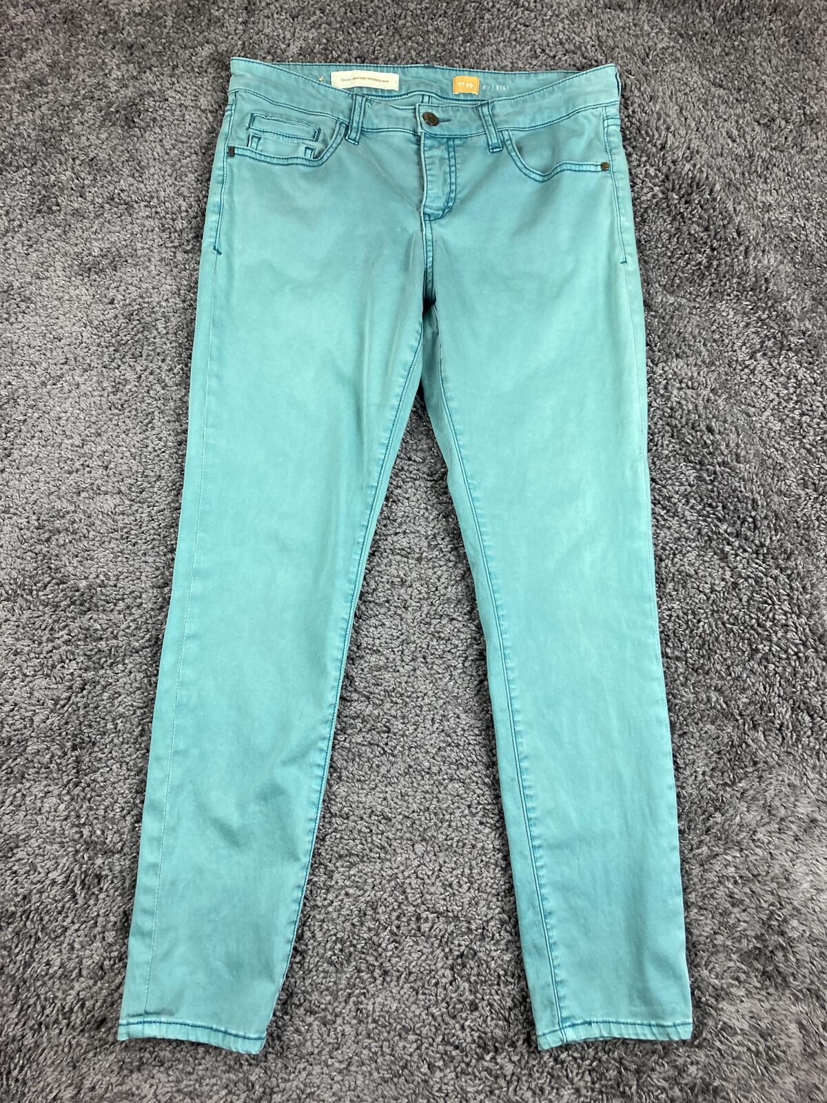 Pilcro & the Letterpress Stet Skinny Jeans Teal Turquoise Anthropologie Soft 29