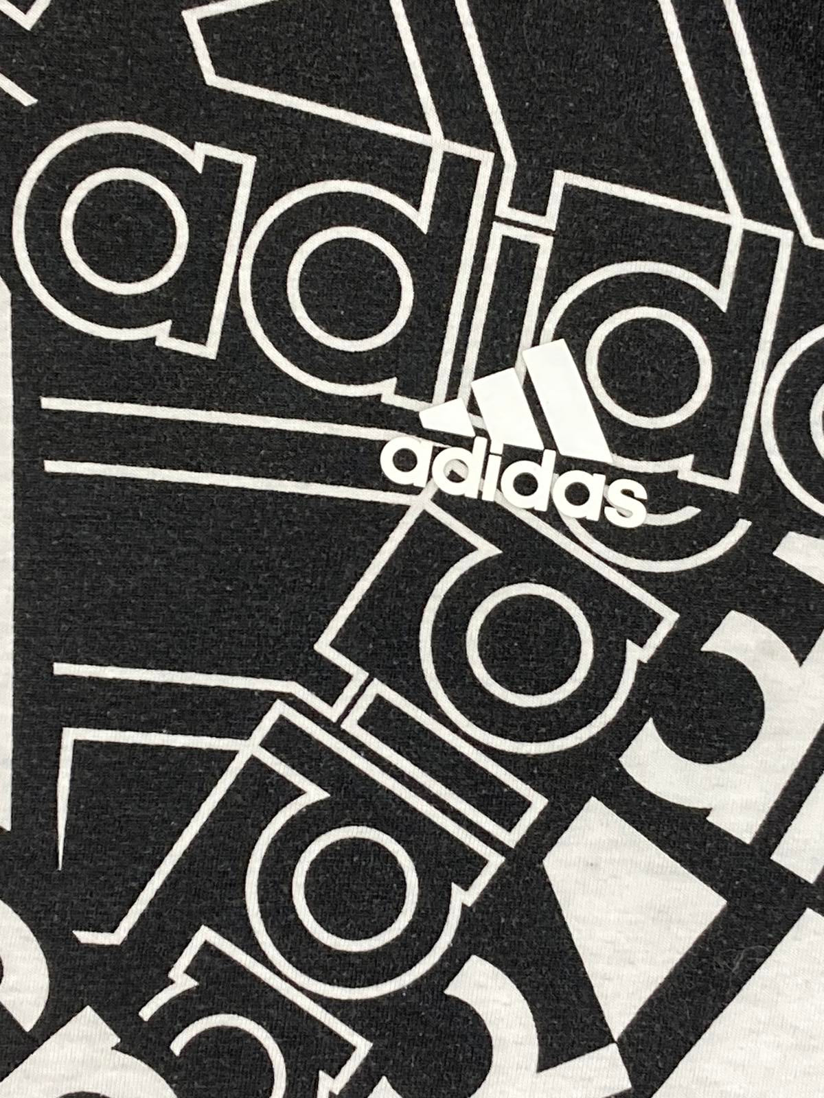 Adidas Unisex Youth Hoodie Pullover Large 14/16 Black White All Over Logo Print