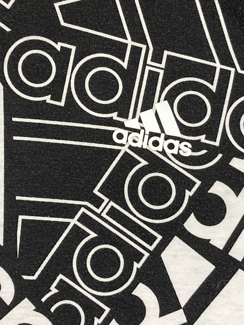 Adidas Unisex Youth Hoodie Pullover Large 14/16 Black White All Over Logo Print