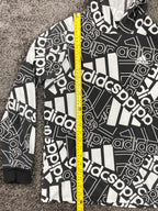 Adidas Unisex Youth Hoodie Pullover Large 14/16 Black White All Over Logo Print