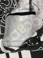 Adidas Unisex Youth Hoodie Pullover Large 14/16 Black White All Over Logo Print