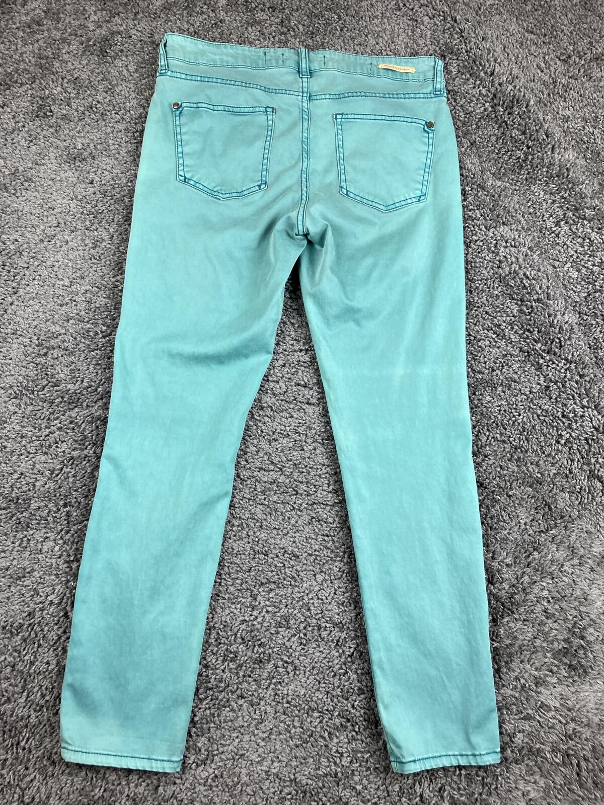Pilcro & the Letterpress Stet Skinny Jeans Teal Turquoise Anthropologie Soft 29