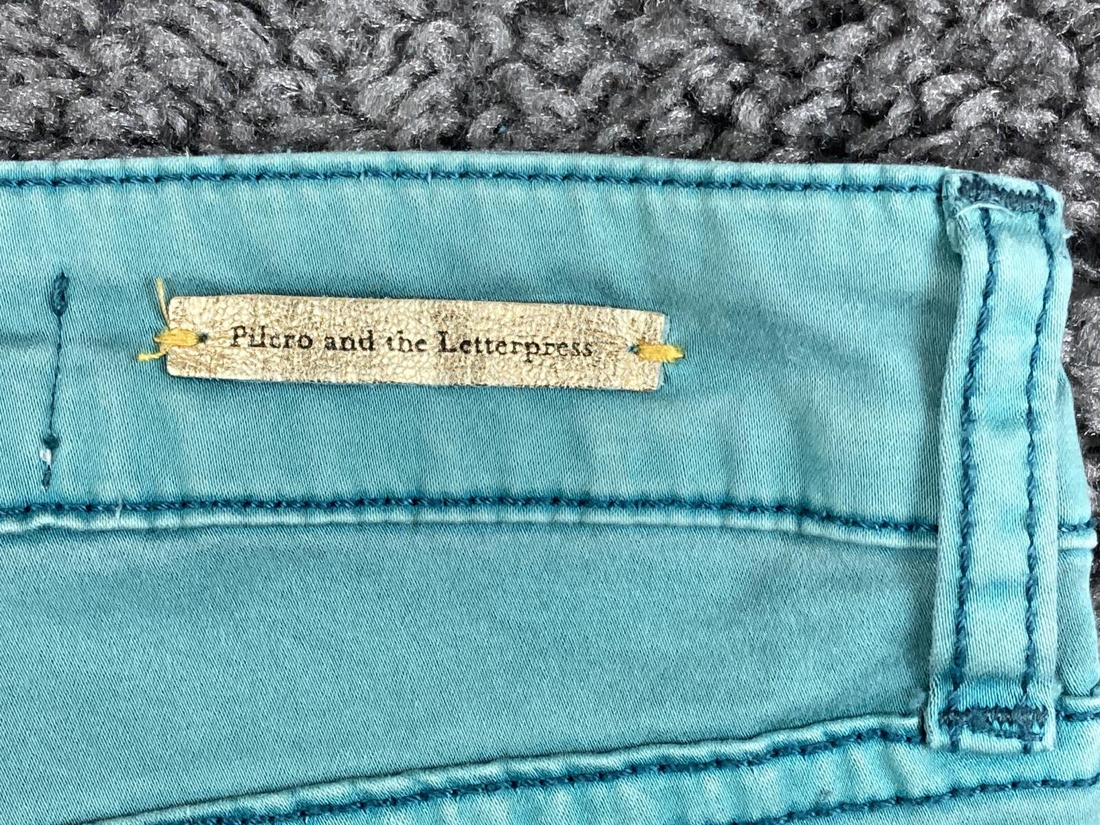 Pilcro & the Letterpress Stet Skinny Jeans Teal Turquoise Anthropologie Soft 29