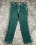Dickies Womens Green Corduroy Carpenter Pants Size 0/24 Workwear Utility
