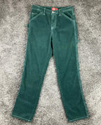 Dickies Womens Green Corduroy Carpenter Pants Size 0/24 Workwear Utility