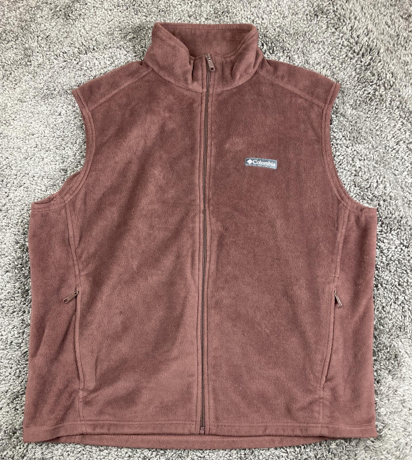 Columbia Steens Mountain Fleece Vest Mens Brown Full Zip Sz XL