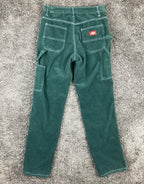 Dickies Womens Green Corduroy Carpenter Pants Size 0/24 Workwear Utility
