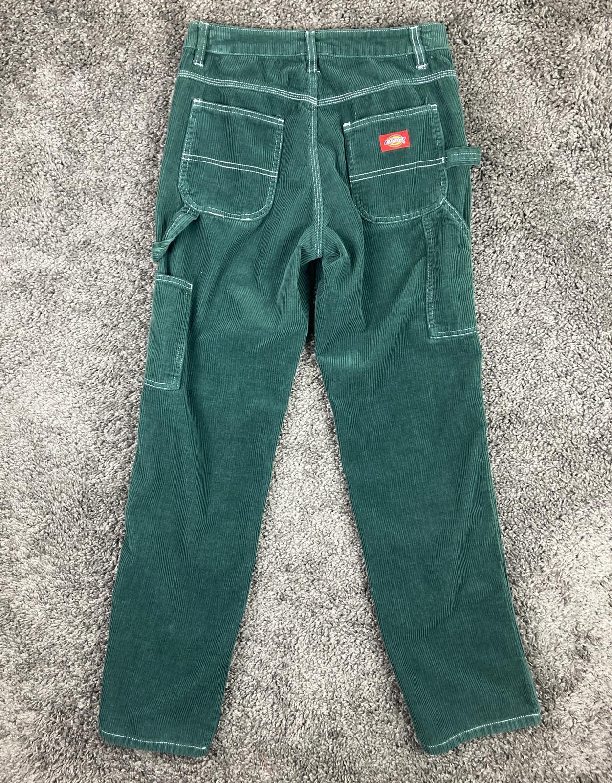 Dickies Womens Green Corduroy Carpenter Pants Size 0/24 Workwear Utility