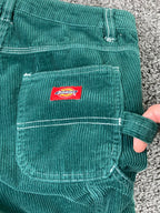 Dickies Womens Green Corduroy Carpenter Pants Size 0/24 Workwear Utility