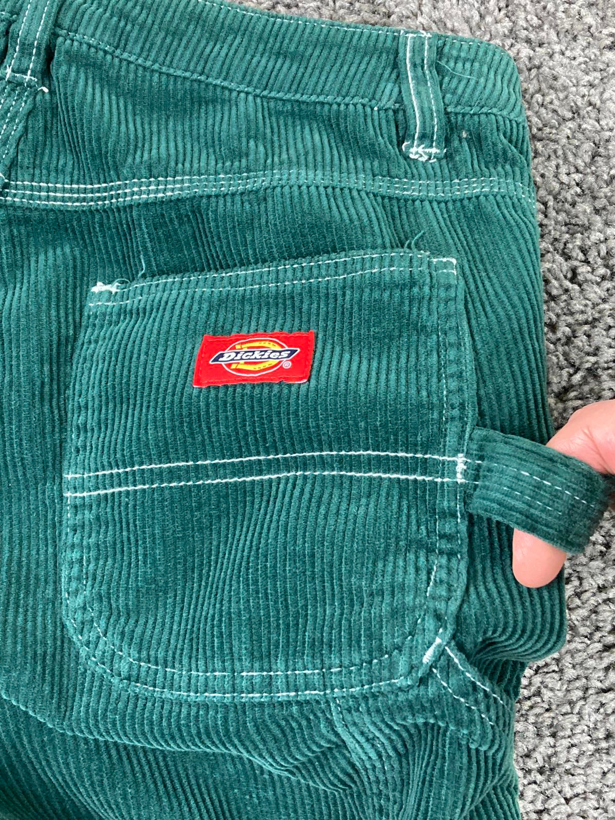 Dickies Womens Green Corduroy Carpenter Pants Size 0/24 Workwear Utility