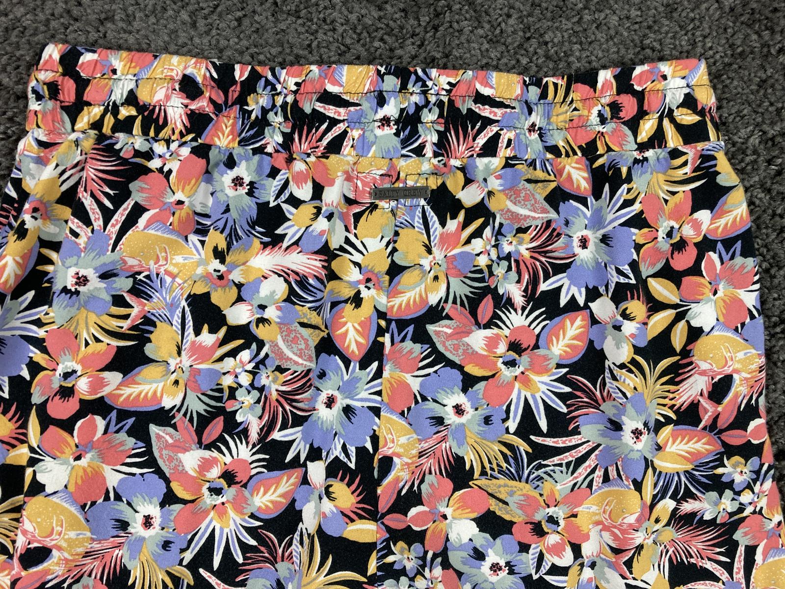 Salty Crew Pants Drifting Tropical Floral Beach Womens Size M Lounge Drawstring